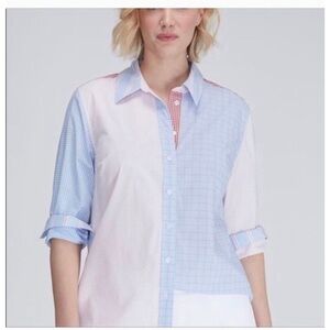 Lane Bryant Blue and Pink Checkered Shirt, Size 18